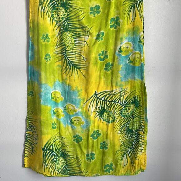 Vintage Tropical Mi Hawaiian Aloha fish print short sleeve maxi midi dress  S - Picture 3 of 6